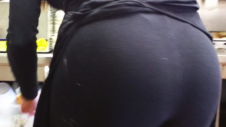 EXTREME see through leggings showing thong at the gym - Spandex